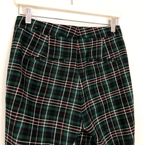 Ann Taylor Green Pink Plaid High Waist Ankle Pants 0 Petite - Picture 6 of 15